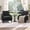 black, variant on Light Brown Chenille Scooped Comfy Accent Armchairs Set of 2 | Sturdy wood & iron frame, Mid century modern, Easy assembly, Great for living room, bedroom or reading nook