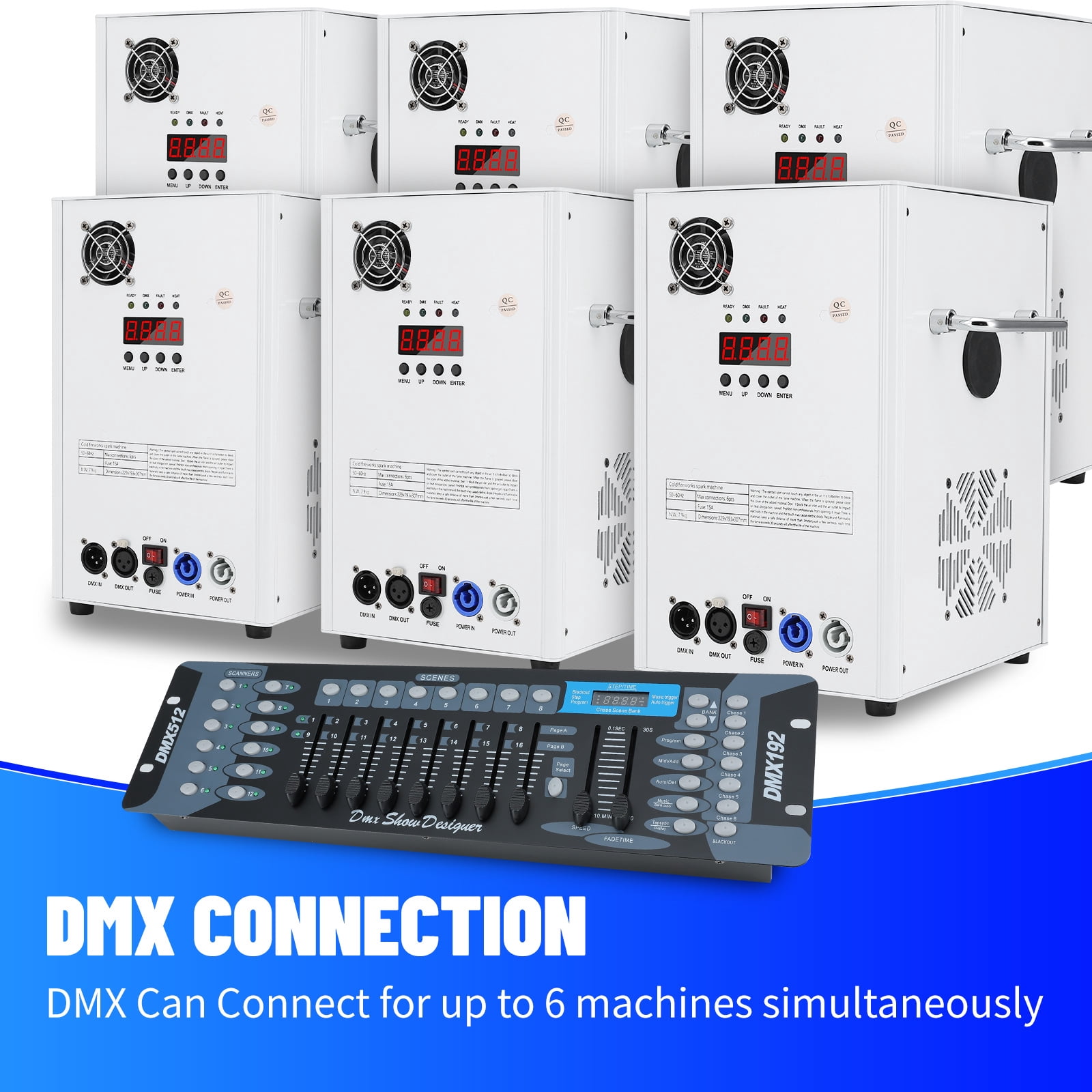 2 PCS 700W Cold Spark Machine DMX512 Firework Machine 6-19ft Adjustable for Wedding Stage Party DJ Disco,Black