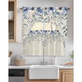 thumbnail image 2 of Blue Flower Kitchen Curtain and Valance Set 3 Pieces,Rod Pocket Short Tier Curtains 24 Inch Length,Farmhouse Eucalyptus Retro Country Plant Swag Topper Small Window Treatment for Cafe Bathroom, 2 of 6
