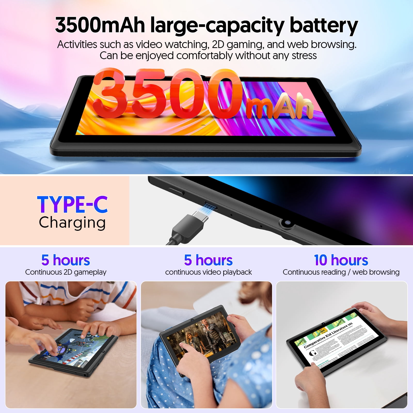 FITIFUN 7 inch Android Tablet with Case, 4GB RAM+32GB ROM, Quad