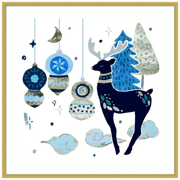 Amanti Art Goodnight Reindeer II Wood Framed Wall Art Print