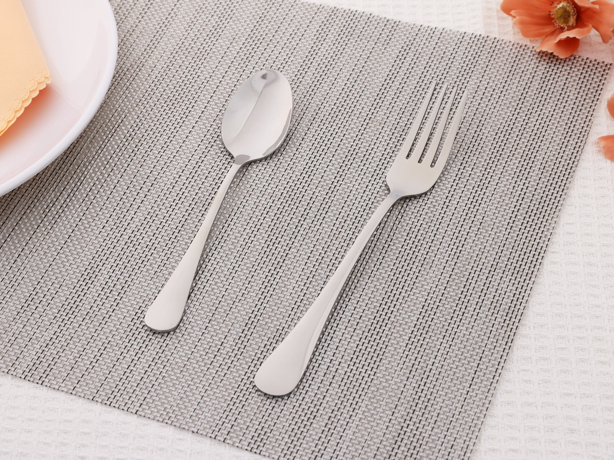 Unique Bargains 12 Pcs Silverware Set Stainless Steel Flatware Silver