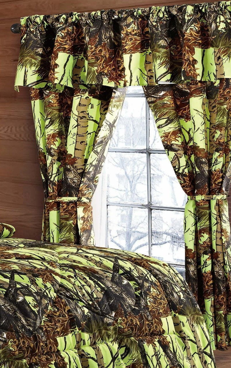 Curtains, Drapes & Valances GREEN CAMO CURTAIN CAMOUFLAGE WOODS FOREST
