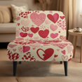 thumbnail image 2 of HELLHERO Elastic Bottom Dustproof Armless Accent Chair Cover for Accent Chair Without Arms, Armless Chair Slipcover Heart Pattern Red, 2 of 8