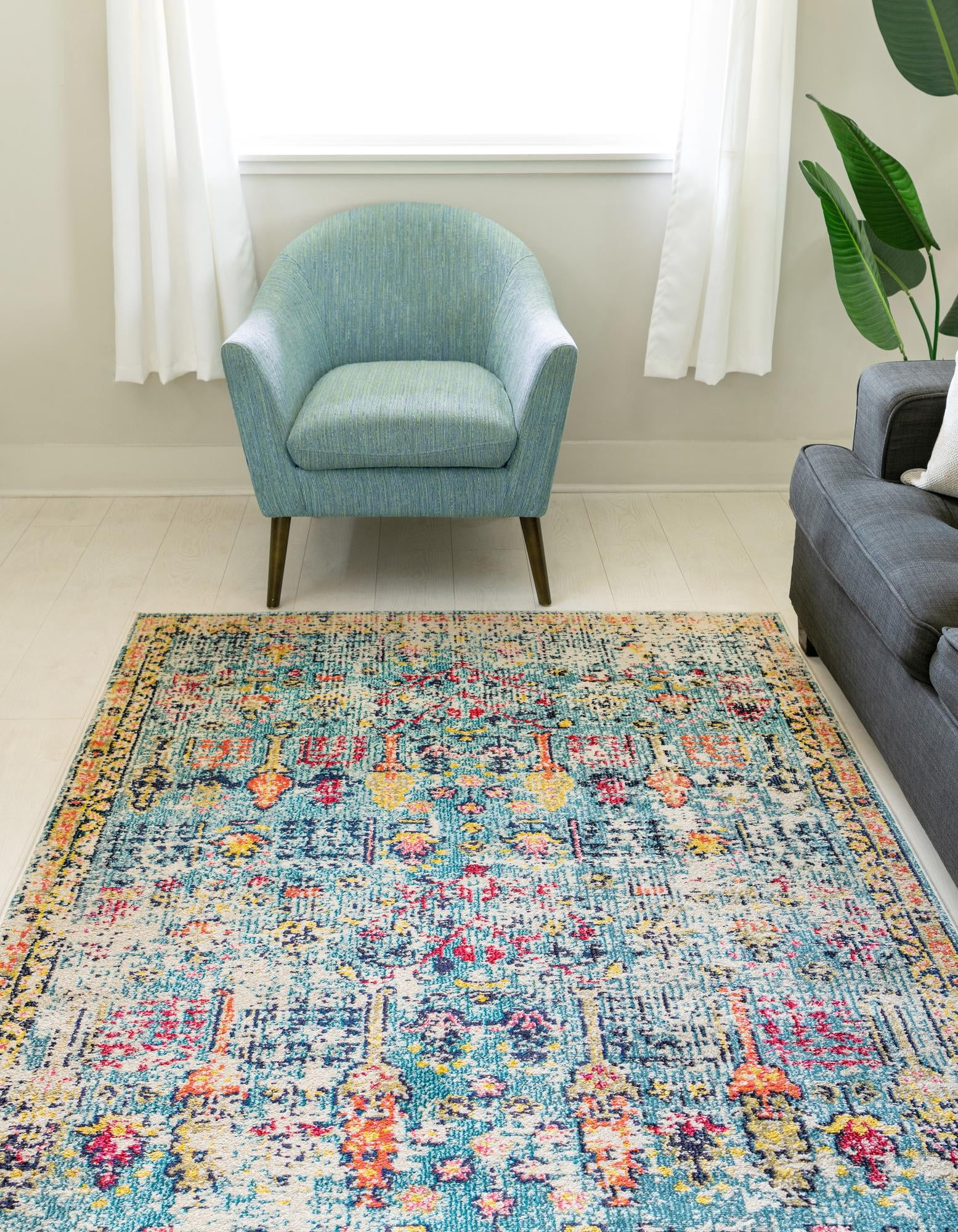 Unique Loom Monterey Collection Area Rug - Adobe (8' x 10' Rectangle Blue/Beige)