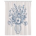 thumbnail image 7 of Blue Floral Bathroom Shower Curtains with 12 Hooks Polyester Waterproof Shower Curtain for Stalls and Bathtubs Vintage Line Wildflowers Vase Pastoral Decorative Bathroom Privacy Curtain 36x78 Inches, 7 of 7