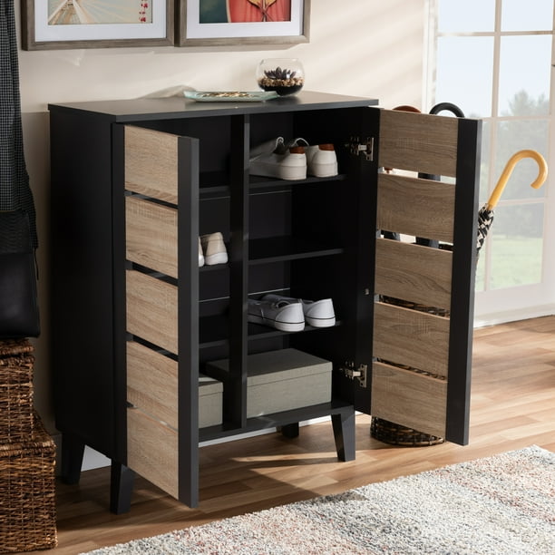 Baxton Studio Melle Modern And Contemporary Two Tone Oak Brown Dark Gray 2 Door Wood Entryway Shoe Storage Cabinet Com Baxton Studio Melle Modern And, Baxton Studio Shoe Cabinet With 2 Doors