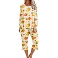 thumbnail image 2 of 2 Piece Outfits For Women 2PC Round Neck Long Sleeve Two-piece Comfortable Home Pajamas Set Sports Set Up to 65% off, 2 of 5