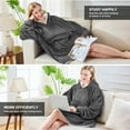 thumbnail image 6 of PMONPA Heated Wearable Blanket, Oversized Wearable Heated Blanket for Adult, Sherpa Fleece Blanket Hoodie, One Size, Grey, 6 of 8