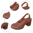 thumbnail image 6 of Rokment Platform Dressy Sandals for Women Ladies Spring Summer Elegant Casual Flower Hollow out Leather Closed Toe Chunky Block High Heels Slingback Dress Shoes Brown Size 6, 6 of 8