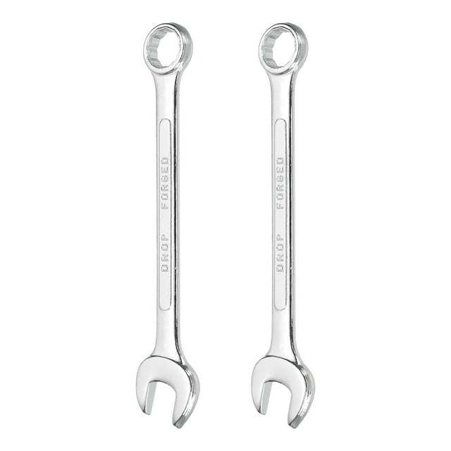 2Pcs Combination Wrench 17mm Metric 12-Point Box and Open End Zinc Plated Steel