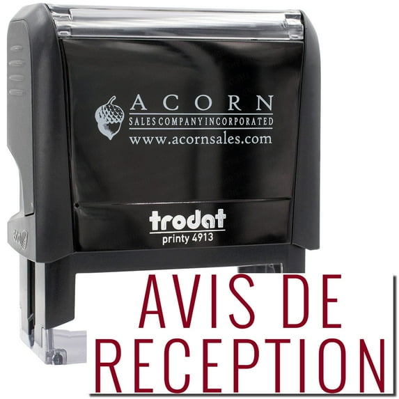Large Self-Inking Avis De Receiption Stamp, Trodat Printy 4913, Press and Print Stamping, Impression Size 7/8" x 2-1/4", Up to 10,000 Impressions - Burgundy Ink