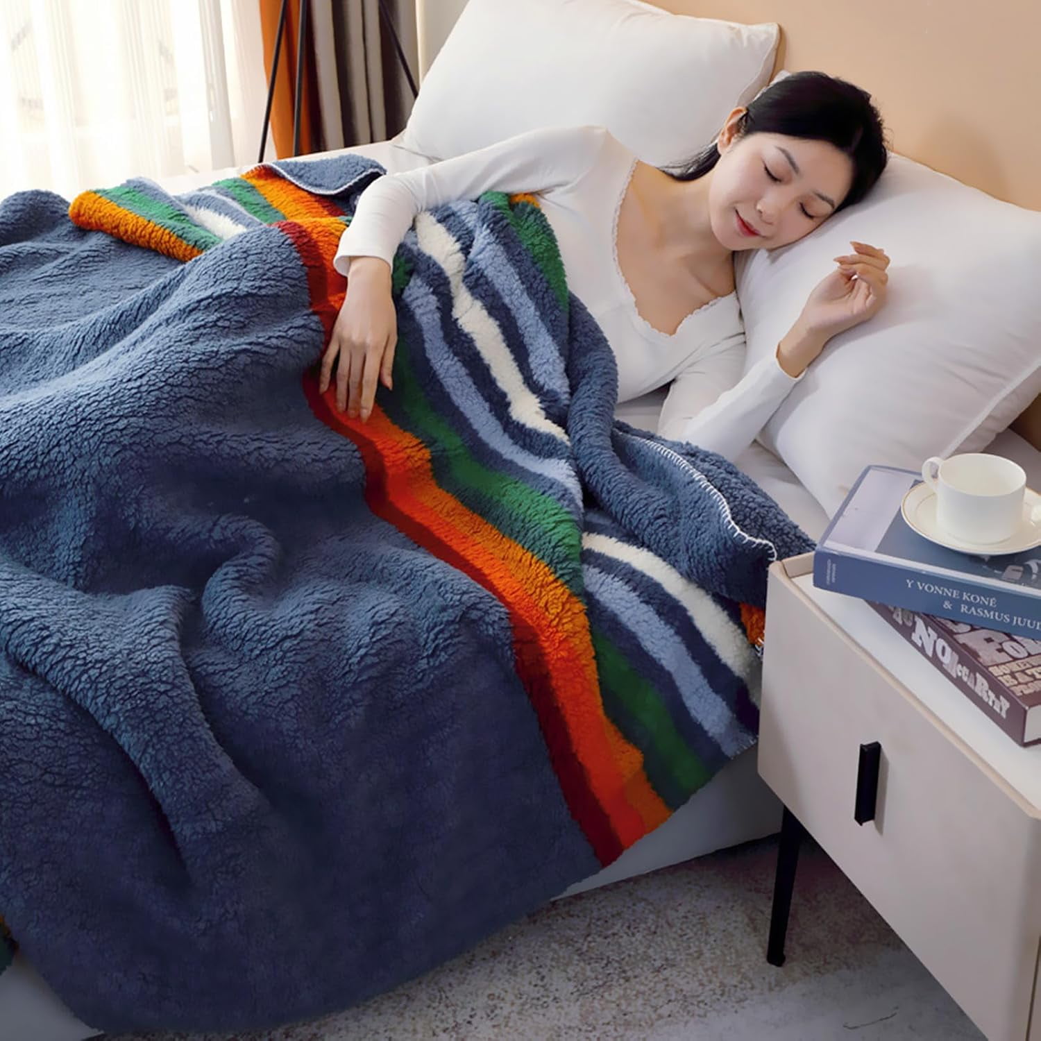 Levinis Boho Sherpa Fleece Blanket 90'' × 112'', Ultra Soft Aztec King Blanket for All Season, Cozy, Plush, Bohemian Throw Blanket for Bed/Couch/Sofa/Office/Camping