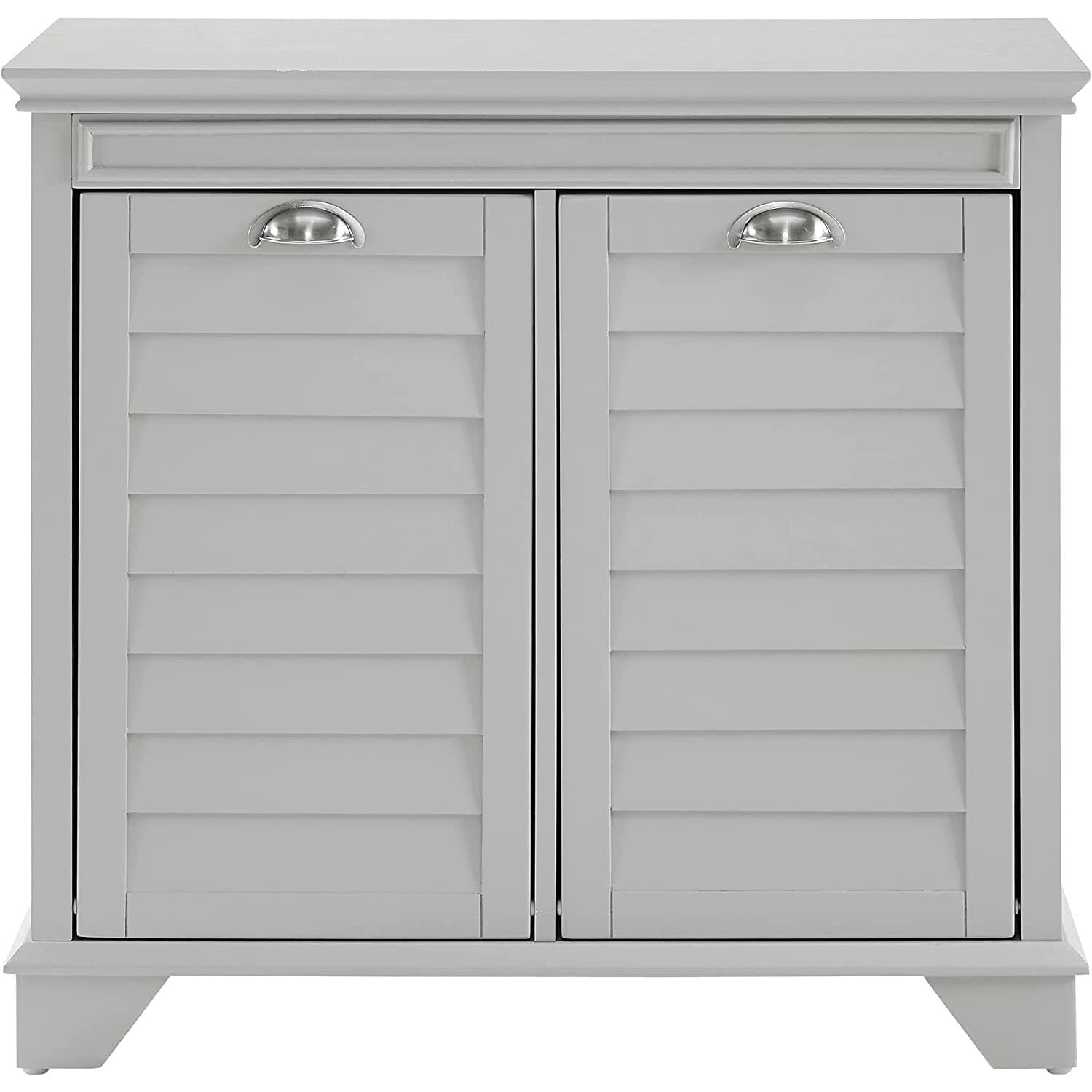 Linen Hamper with Tilt-Out Design - Coastal Cottage Laundry Basket - Two Compartment Storage