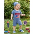 thumbnail image 5 of Cenuakty Baby 3M 6M 12M Boy Independence Day Jumpsuit Short Sleeve Round Neck Letter Flag Embroidery Romper with Hat, 5 of 9