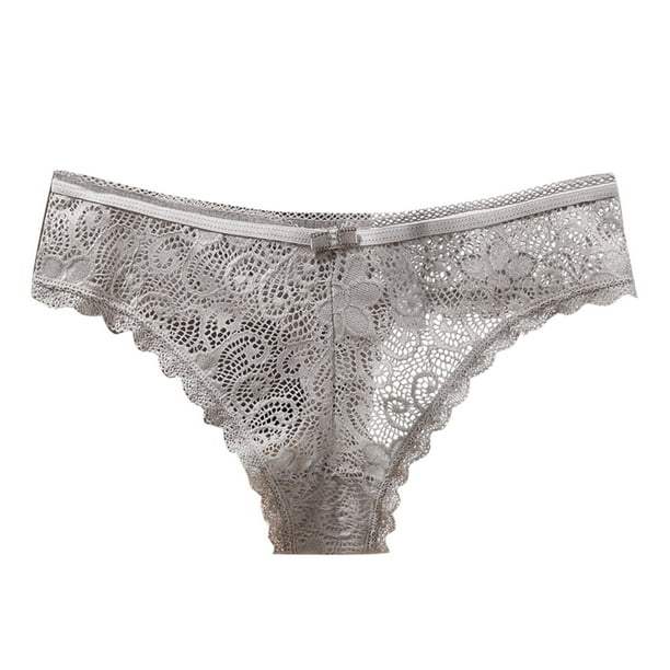Gibobby Braguita cintura alta Ropa interior mujer Bikini algodón Bragas Encaje Hipster Panty Estiramiento Calzoncillos completos(Gris, L)