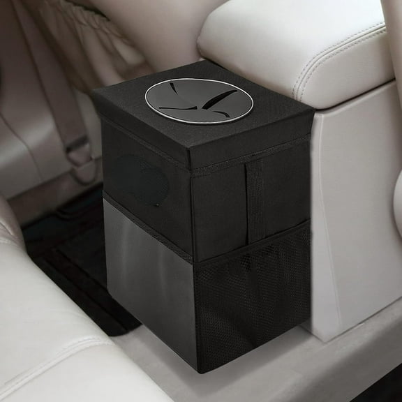 Car Trash Can with Lid - Bag Hanging Storage Pockets Leak-Proof Organizer Collapsible and Portable Waterproof Garbage Bin, 2.6 Gal Large Capacity Multipurpose Bin for