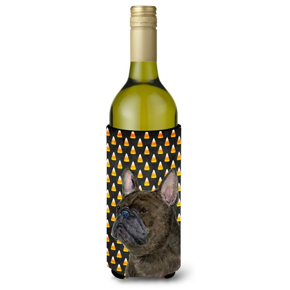 Carolines Treasures SS4312LITERK French Bulldog Candy Corn Halloween Portrait Wine Bottle Hugger Wine Bottle multicolor