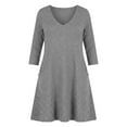thumbnail image 4 of Dress Outfits for Women New Women's V-Neck Solid-Color Casual Long-Sleeved Pocket Short Dress Style B-47 Gray L, 4 of 9
