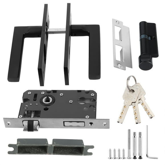 ZPSHYD Exterior Door Handle, Black Door Knob with Lock and Keyed Space Aluminum Bedroom Door Lock Home Security Bedroom Handle Lock with Keys Screw
