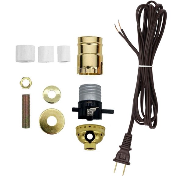 Creative Hobbies® Make A Lamp Wiring Kit for Wine, Oil, Liquor Bottle Lamp Conversion or Lamp Restoration DIY Repair, Unique Side Exit Socket Cap No Drilling Required (10)