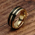 thumbnail image 2 of Tungsten Rings for Mens Wedding Bands Black Matte Gold Grooved Center Size 6-16 (Tungsten, 12.5), 2 of 6