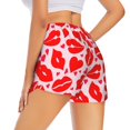 thumbnail image 3 of Goofa Lips Kiss Printed Women 2 in 1 Running Shorts,Quick Dry Athletic Workout Shorts,High Waisted Athletic Shorts with Liner Pockets-Small, 3 of 9
