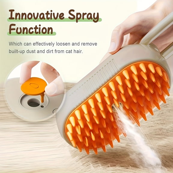 Khaki Self-Cleaning Pet Grooming Brush,3-In-1 Self-Cleaning Pet Grooming Brush with Steam Spray for Cats Dogs Shedding Control (2026 New Model)