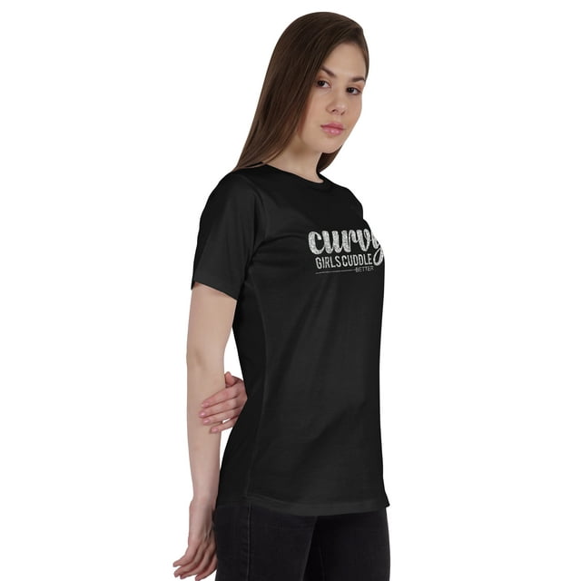 Inkmeso T-Shirt Graphique pour Femmes avec Citation "Curvy Girls Cuddle Better"