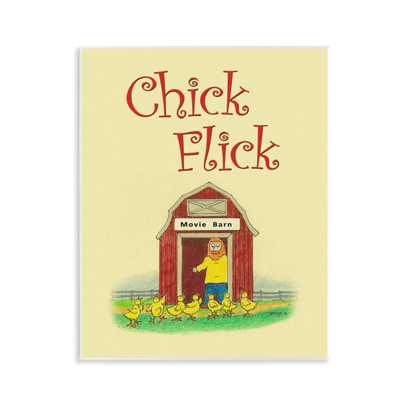 Stupell Industries Chick Flick Vintage Pun Humor Painting Unframed Art Print Wall Art, 11 x 14