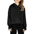 thumbnail image 2 of Dakiuu 5-14Y Girls Oversized Hoodies Fashion Long Sleeve Drop Shoulder Pullover Sweatshirts Kids Casual Outfits Spring Fall Winter Clothes Black 5-6 Years (120), 2 of 6