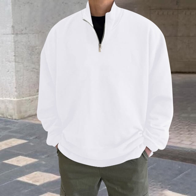Sudadera sin capucha para hombre, jersey con media cremallera, camiseta de manga larga, sudadera sin capucha, blusa y camisa de cuello alto de manga larga, blusa para hombre