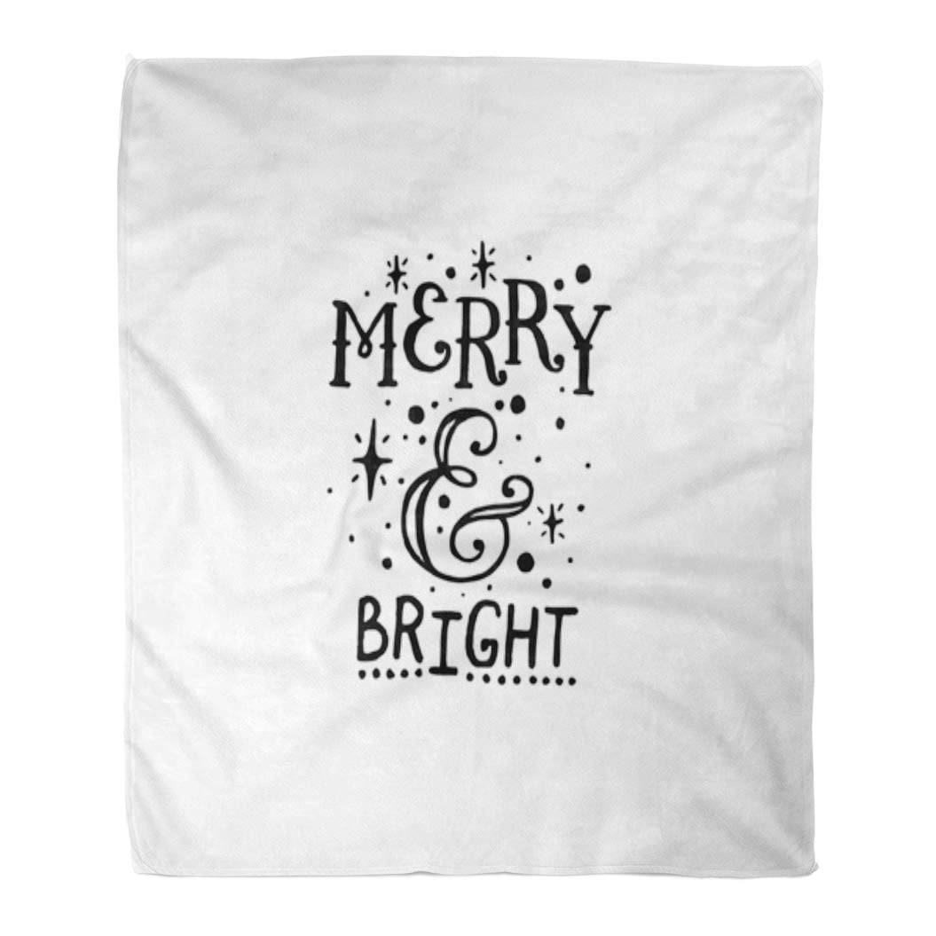 SIDONKU Throw Blanket Warm Cozy Print Flannel Handdrawn Merry Christmas