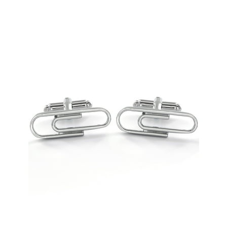 Polished Finish Paper Clip Novelty Cufflinks (8mm)