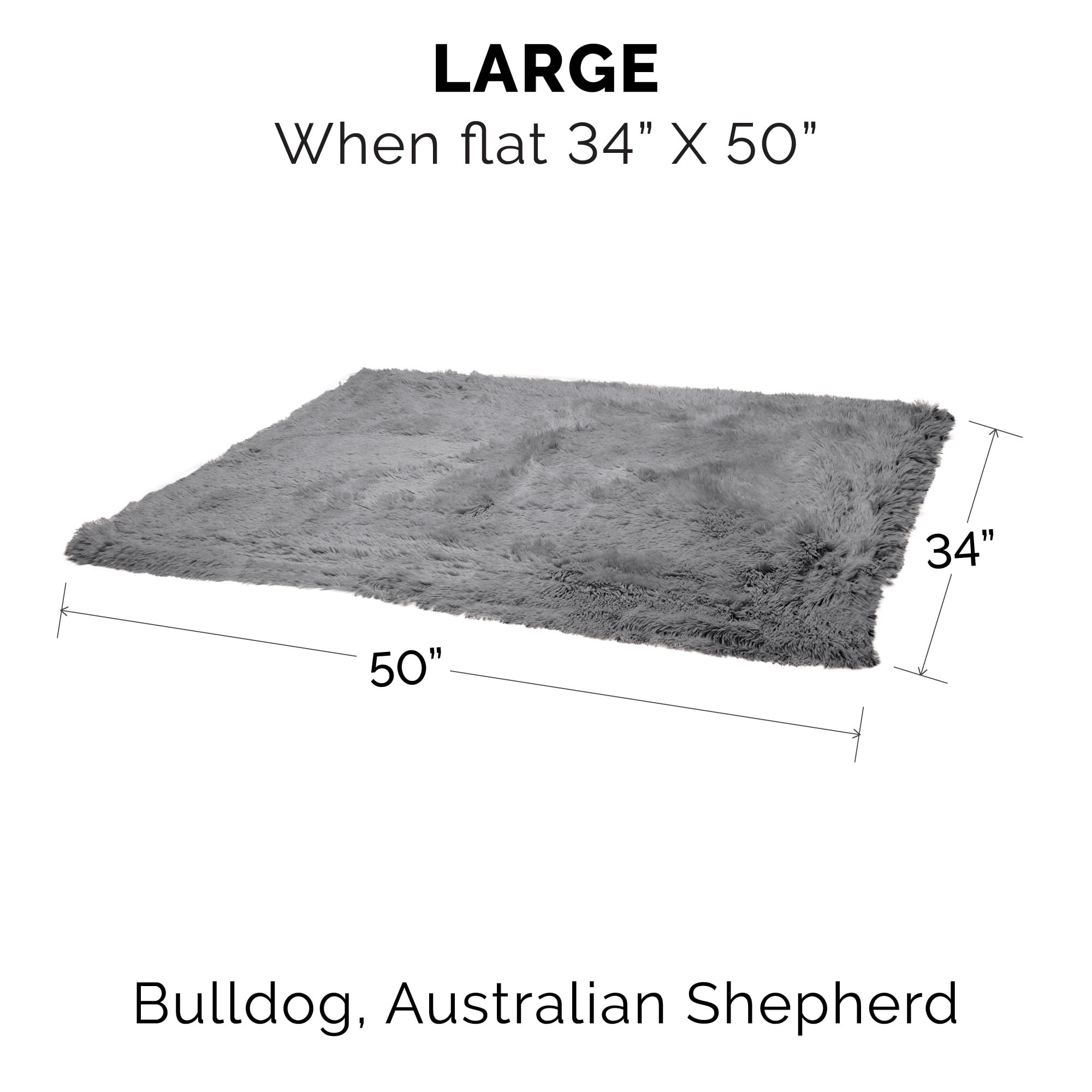 FurHaven Pet Products Long Faux Fur & Velvet Water-Repellent Pet Blanket for Dogs & Cats - Gray, Large