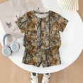 thumbnail image 3 of Grblisyd Girls 2 Piece Summer Outfit Maple Leaf Print Short Sleeve Crew Neck Camo Tops and Elastic Waist Shorts Sweatsuits Size 8, 3 of 6