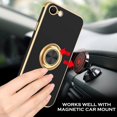 thumbnail image 6 of iPhone SE 2022 Case,iPhone SE 2020 Case,iPhone 8/7 Case with Rotatable Ring Holder Magnetic Kickstand Women Girls Slim Shockproof Protective Phone Cover for iPhone SE 3rd/2nd Gen, Black/Gold, 6 of 9