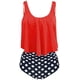 thumbnail image 2 of Bikini Traje de baño para mujer Cintura alta Control de barriga Dos piezas Tankini Top con volantes con parte inferior de natación Trajes de baño Rojo M Jormftte LRWJ427-2, 2 of 2