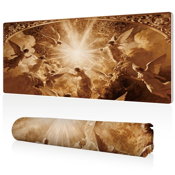 LIVEKEY XXL Angelic Host Mouse Pad 80x40cm Large Desk Mat Full Coverage Non Slip Base Durable Easy to Clean Stitched Edges for Gaming and Office Use Premium Extended Surface