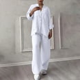 thumbnail image 2 of MIUOWANP Trendy Outfits for Women 2024 Womens Solid Color Retro Classic Versatile Minimalist Casual Cotton Linen Shirt Drawstring Wide Leg Plus Size Outfits Loungwear for Women Clearance , Size XXL White, 2 of 7