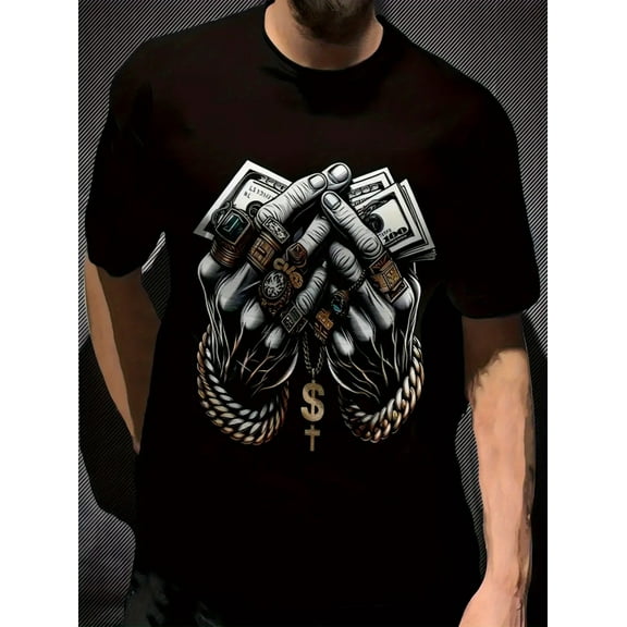 3D Print Cool T Shirts Graphic Design Casual Summer Short Sleeve Fashion Tees Shirt for Men Black S
