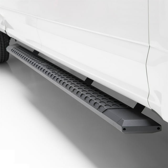 ARIES 2556053 AdvantEDGE Side Bars with Mounting Brackets designed for 2011-2025 Dodge Durango. Features an eight-sided tube profile, extruded all-aluminum construction, stamped aluminum treads for non-skid steps, and die-cast aluminum end caps. Finished in carbide black powder coat with fade-resistant black chromite step pad hardware. Includes heavy-duty powder-coated steel mounting brackets for easy installation and a no-drill, vehicle-specific fit.