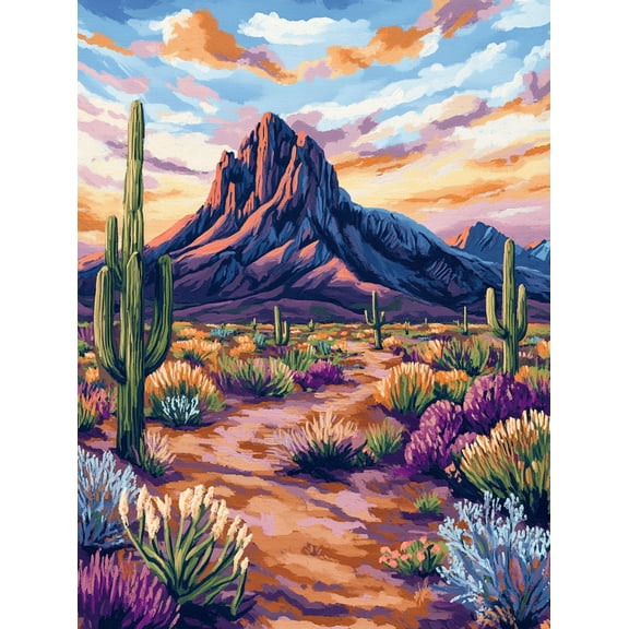 Desert Sunset Mountain Canvas Print/Wall Art, Perfect for Living Room, Bedroom, Office, Hallway, and Dining Room Decoration.