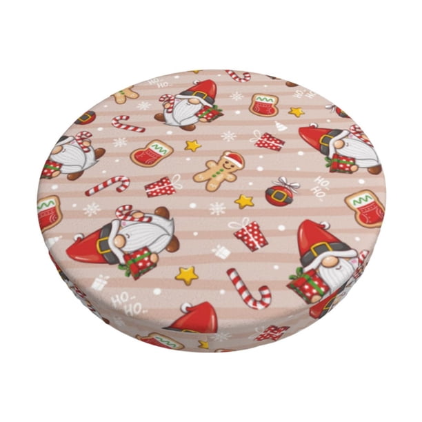 Balery Christmas Gnomes Santa Claus Fundas de asiento para taburete de bar redondo de tela de terciopelo ajustables que protegen de arañazos y manchas para sillas de 14 a 17 pulgadas.-13 inch