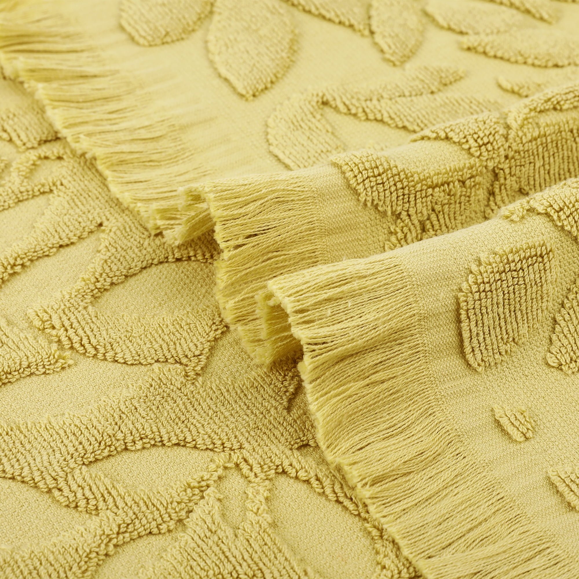Unique Bargains Jacquard Pattern Boho Hand Towels Set for Bathroom, Kitchen Yellow 1