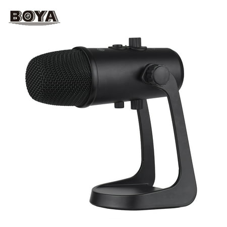 BOYA Professional Desktop USB Microphone Metal Computer Condenser Microphone with Stand for Vocals Recording Interview Conference Podcasting for Windows & Mac PC