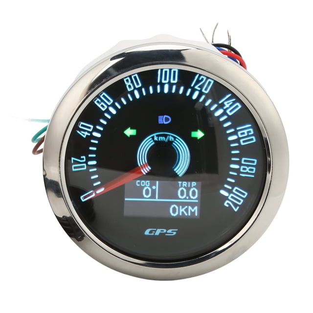Speed Gauge, 0-200KM/H Resettable Single Mileage GPS Speedometer Adjustable 7 Color Backlit For Car RV Marine Boat Ship Black,White