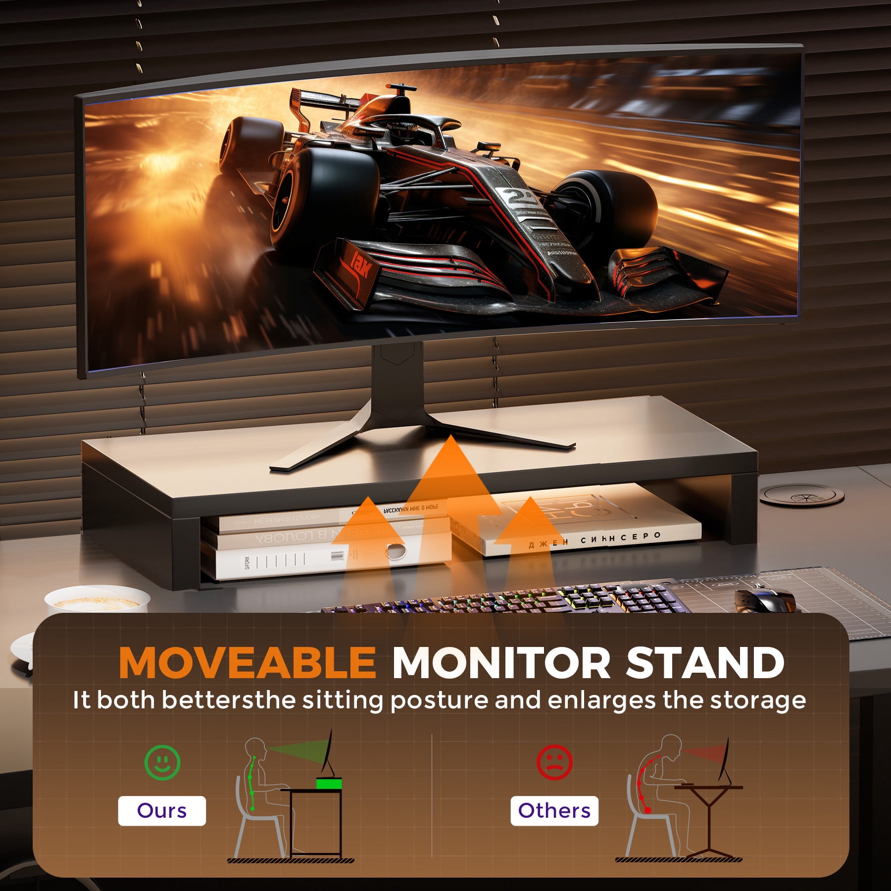 GTPLAYER  L-Shaped Gaming  Computer Desk ,62.2“ Gaming Table inch PC Writing Study Desk with Movable Monitor Stands for Home Office, Black