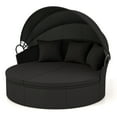 thumbnail image 2 of Gymax Patio Round Daybed Wicker Daybed w/ Retractable Canopy Separated Seating Sectional Sofa Black, 2 of 9