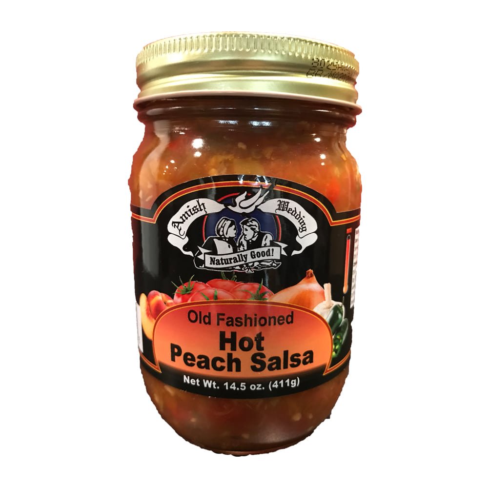 Amish Wedding Thick and Chunky Kettle Cooked Hot Peach Salsa 2 Jars